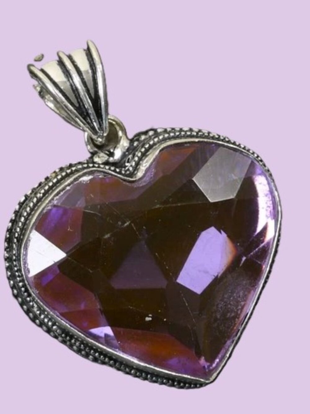Pink Topaz Gemstone Sterling Silver Heart Pendant